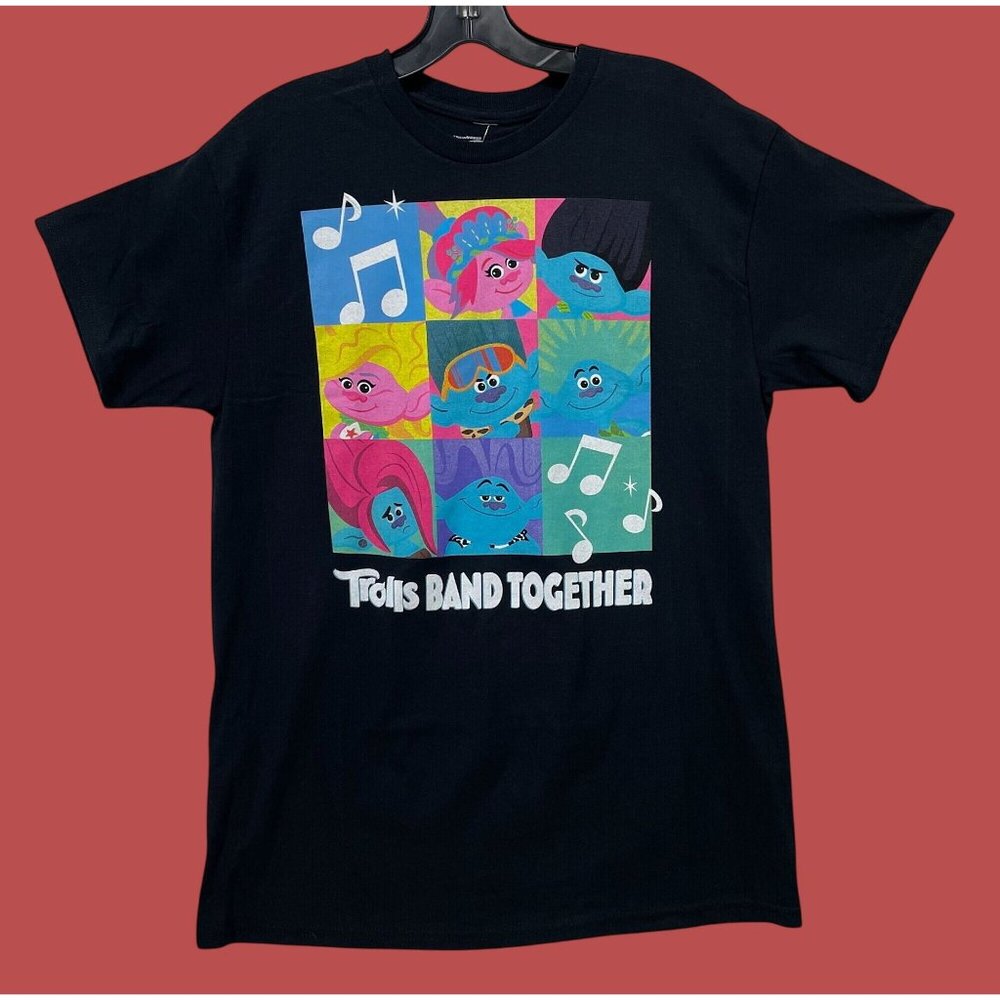 DreamWorks-Trolls - Unisex Adults Short Sleeves T-Shirt - Graphic Tee -Black -M